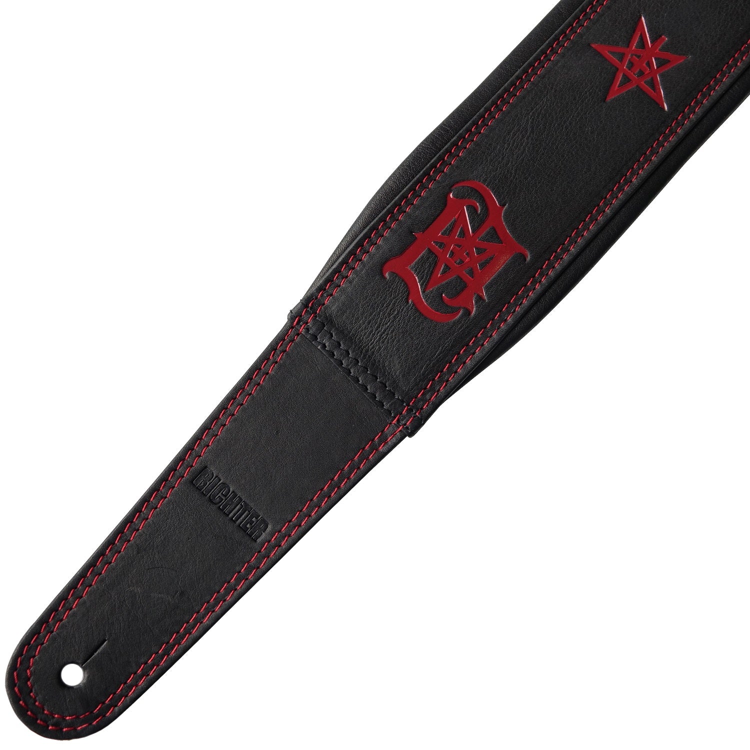 Lord Ahriman Signature Gitarrengurt Leder Dark Red Pentagramm