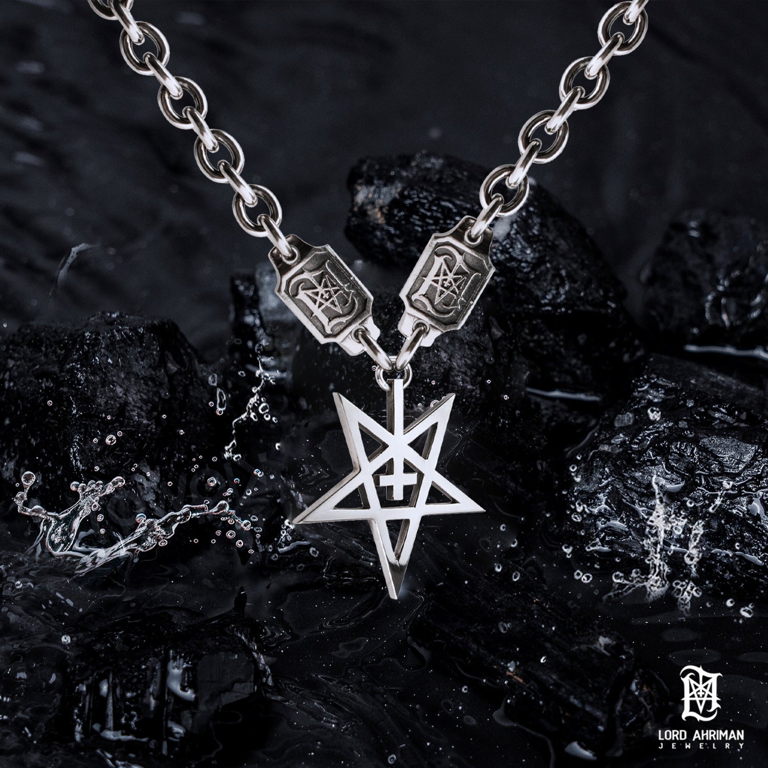 Lord Ahriman Pentagram Reborn Kette 925 Silber 155g