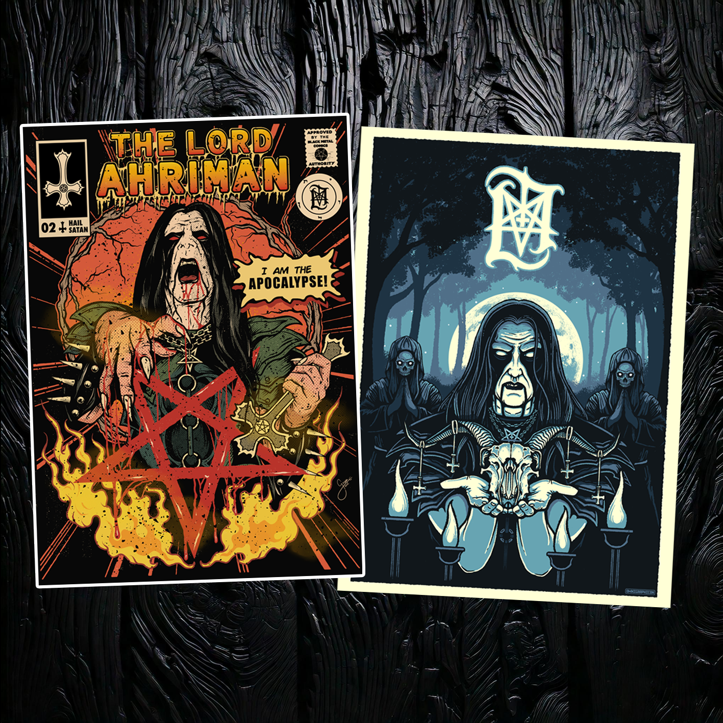 Lord Ahriman 2-Poster Bundle 50x70 Signierte Drucke 250g Limitiert