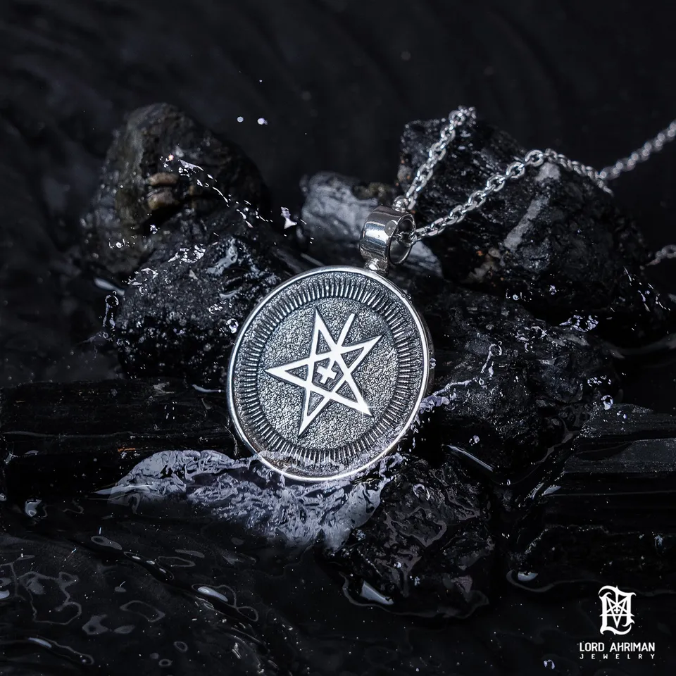 Lord Ahriman Lucifer's Stamp Anhänger 925 Silber + Kette 55 cm