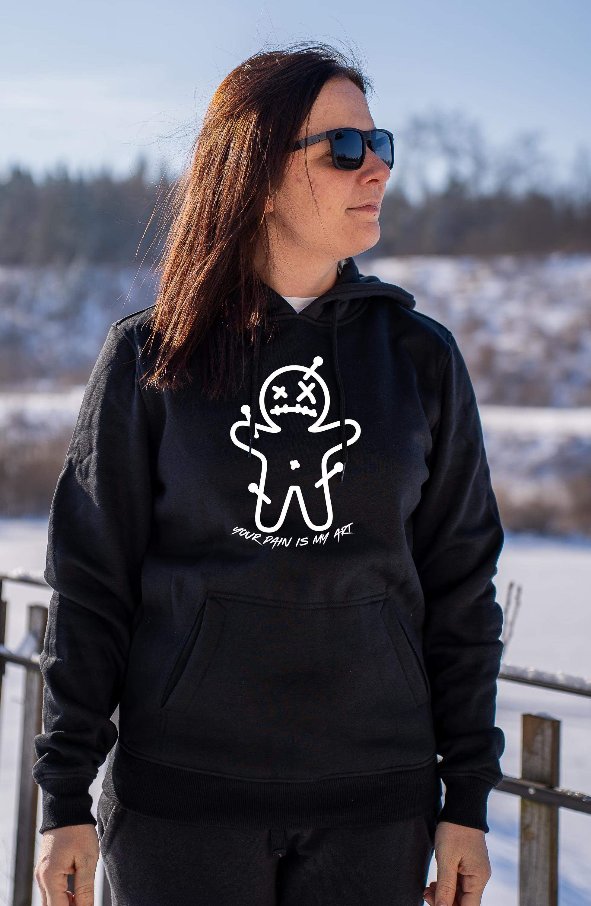 Black Lava Voodoo Your Pain is my Art Heavy Hoodie Large