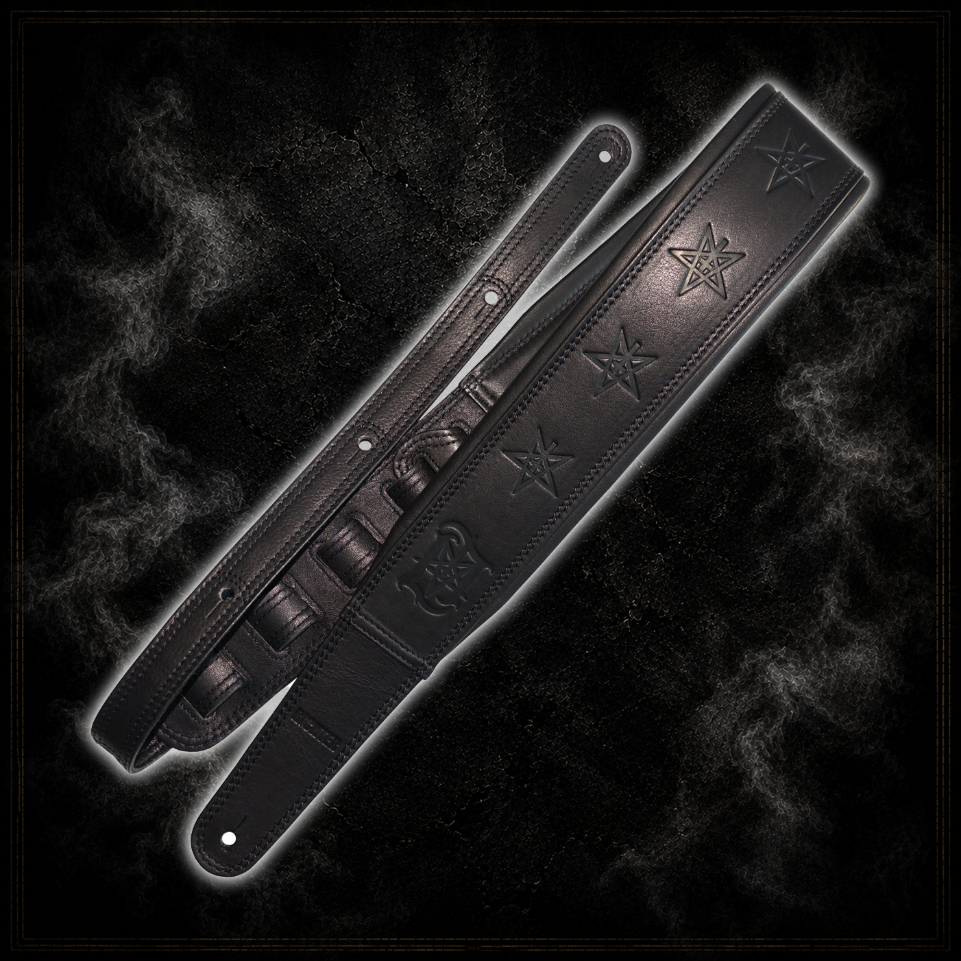 Lord Ahriman Signature Gitarren Gurt Leder schwarz 98-158 cm