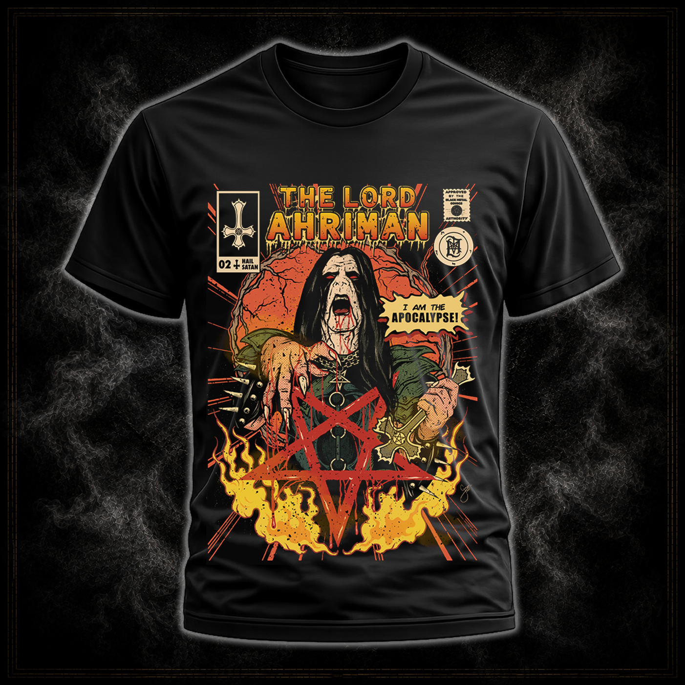 Lord Ahriman II Signature Shirt Herren schwarz L Heavy Cotton