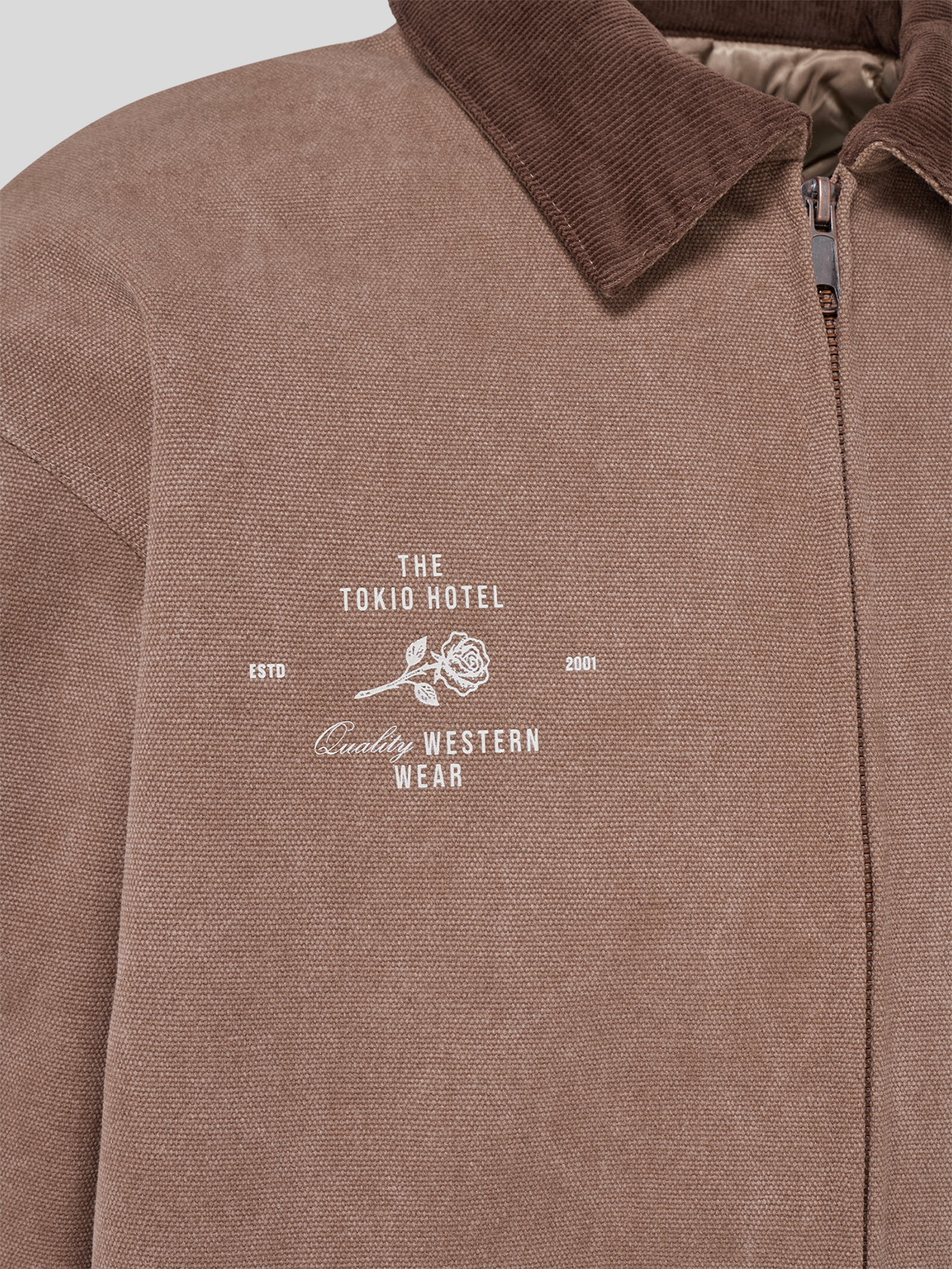 Tokio Hotel Canvas Jacket Jacke Braun Stickerei Patch