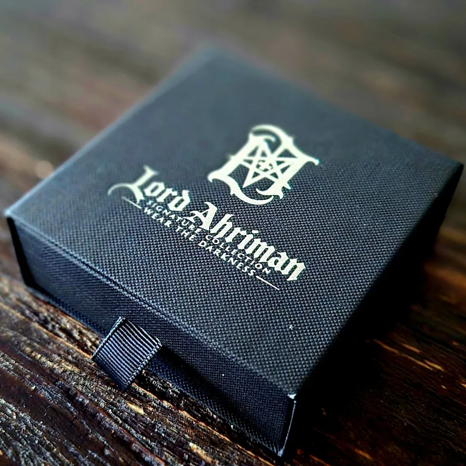 Lord Ahriman Jewelry Box Schmuckbox signiert schwarz Metall Logo