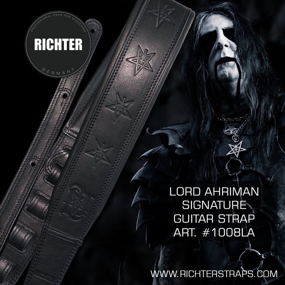 Lord Ahriman Signature Gitarren Gurt Leder schwarz 98-158 cm
