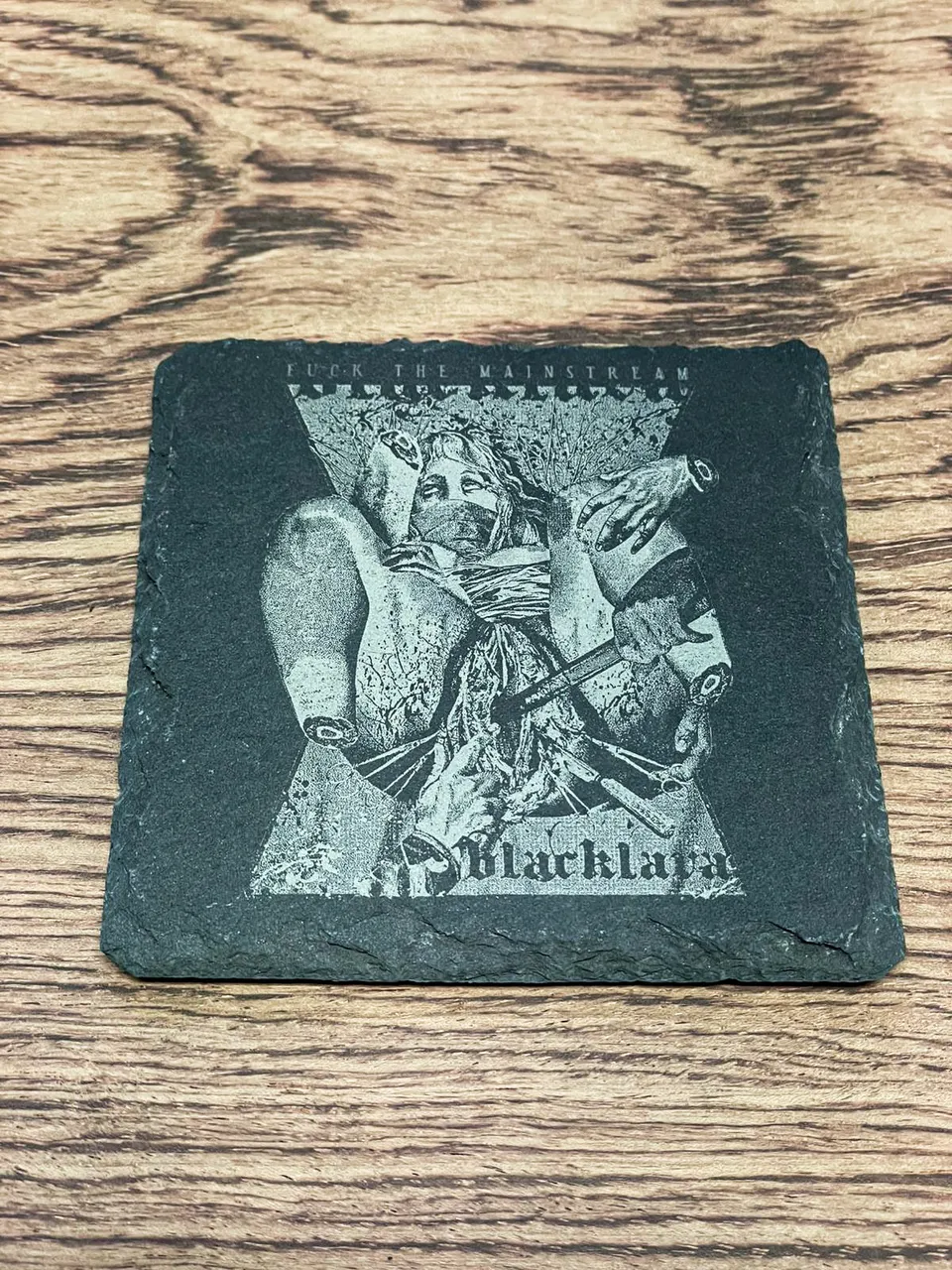 BlackLava Fuck The Mainstream Untersetzer Stein graviert 10x10 cm