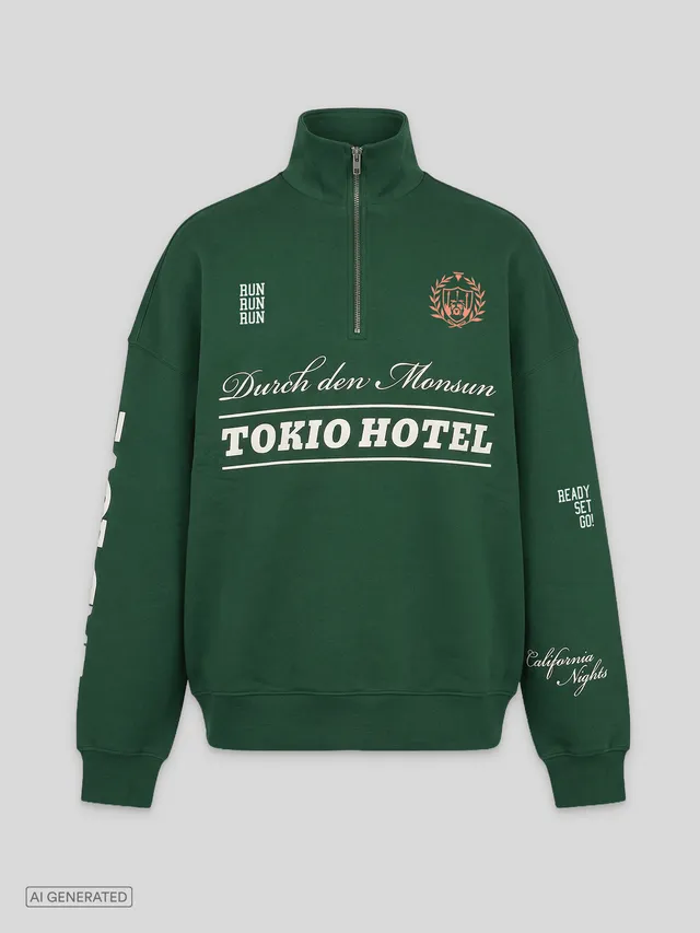Tokio Hotel Nostalgie Sweatshirt Grün Baumwolle Oversize