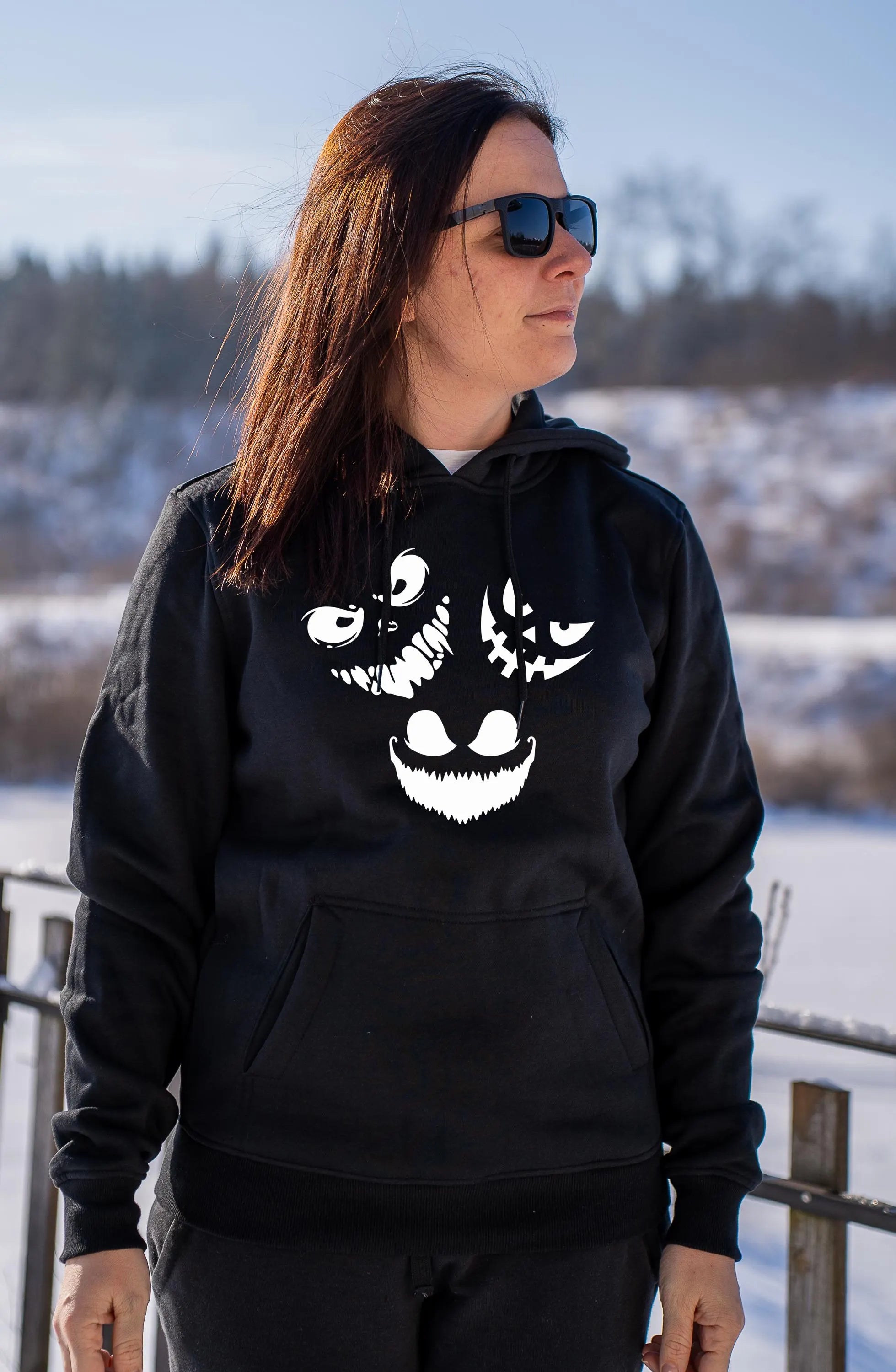 Black Lava Faces Heavy Hoody Baumwolle 300 g/m²