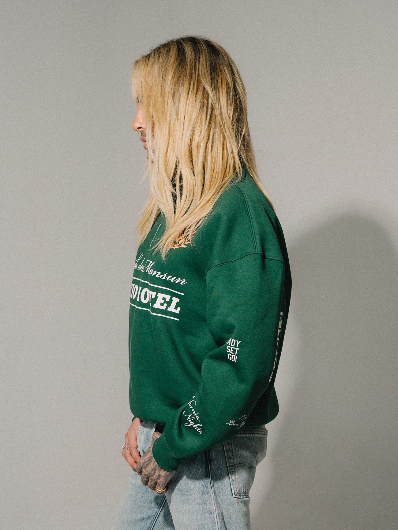 Tokio Hotel Nostalgie Sweatshirt Grün Baumwolle Oversize