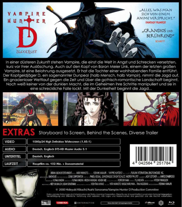 Black Lava Vampire Hunter D Bloodlust Blu-ray Scanavo Booklet