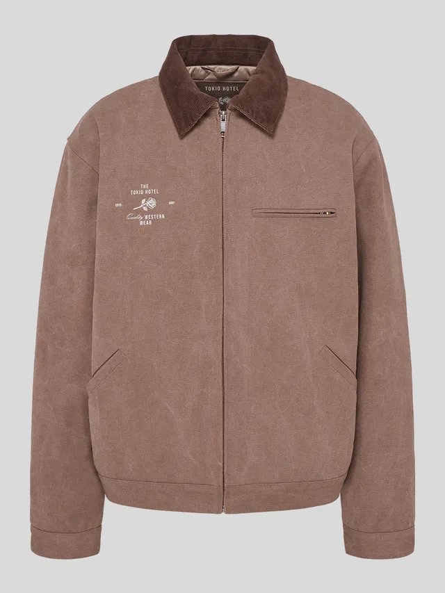 Tokio Hotel Canvas Jacket Jacke Braun Stickerei Patch