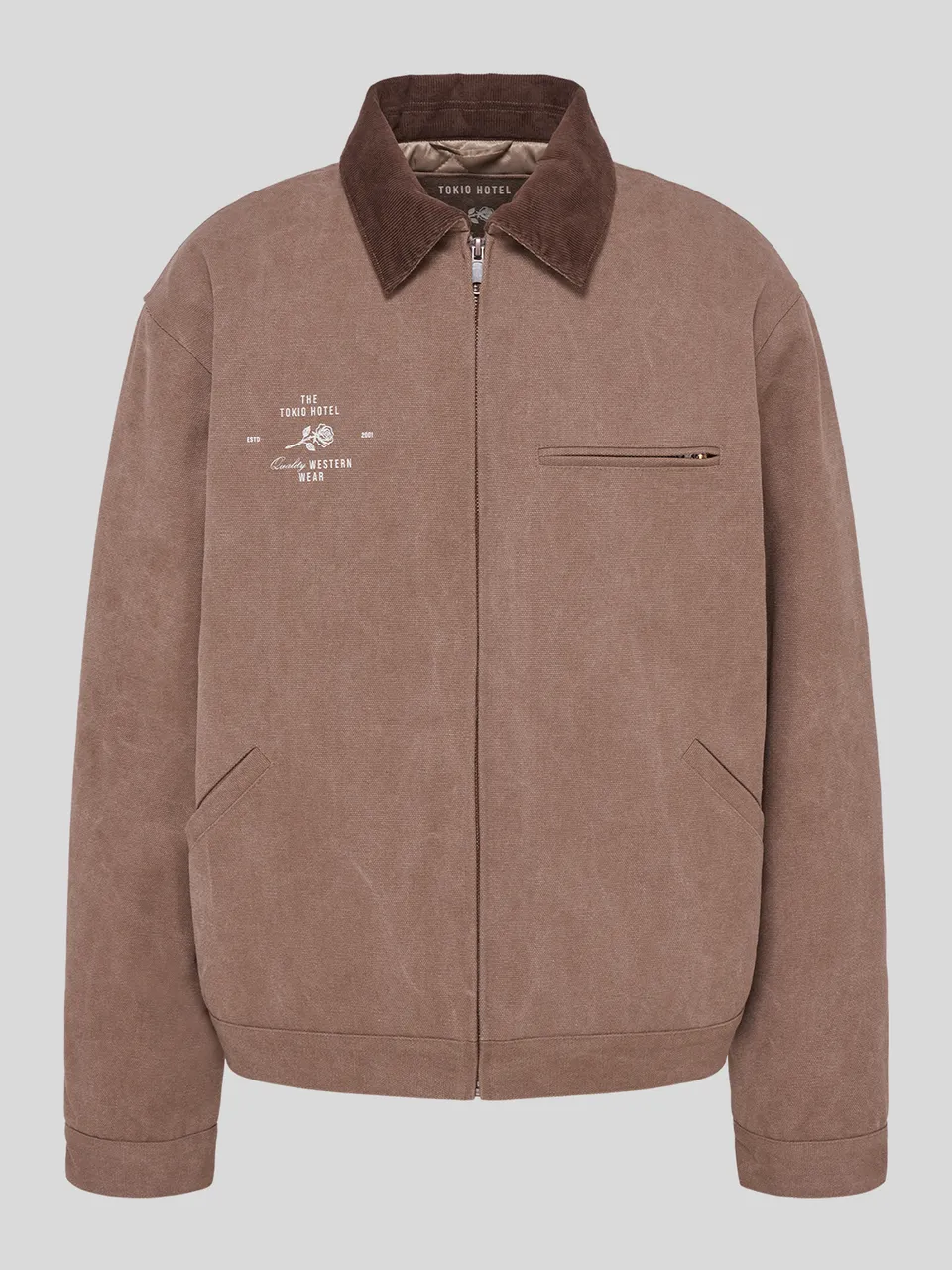 Tokio Hotel Canvas Jacket Jacke Braun Stickerei Patch