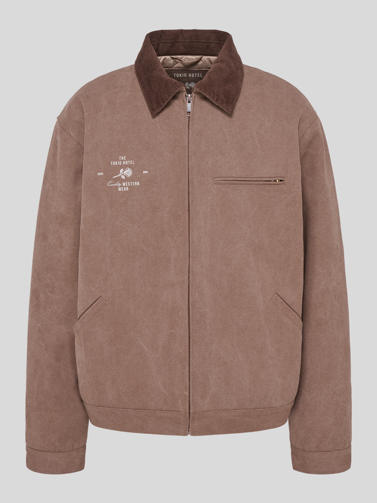Tokio Hotel Canvas Jacket Jacke Braun Stickerei Patch