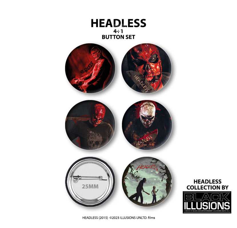 Black Lava Headless 4+1 Button Set 25 mm 5 Stück
