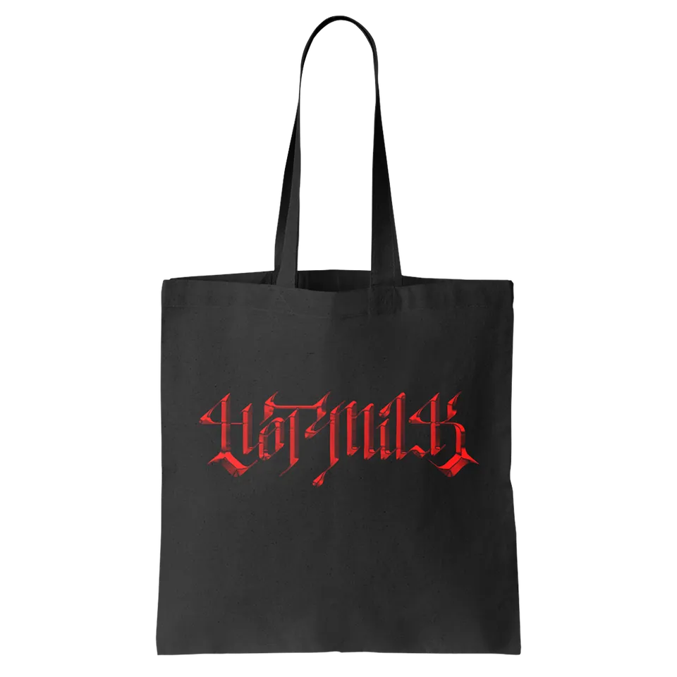Hot Milk Logo Tote Bag Stoffbeutel schwarz Baumwolle