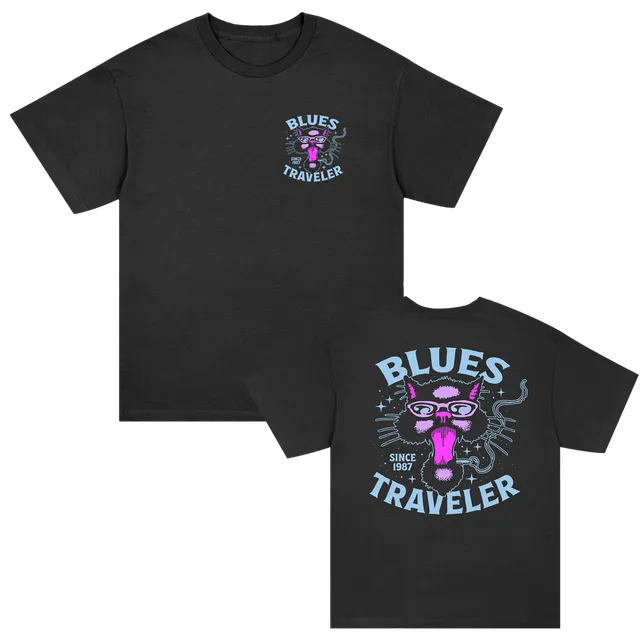 Blues Traveler Since '87 Cat Logo T-Shirt schwarz Baumwolle
