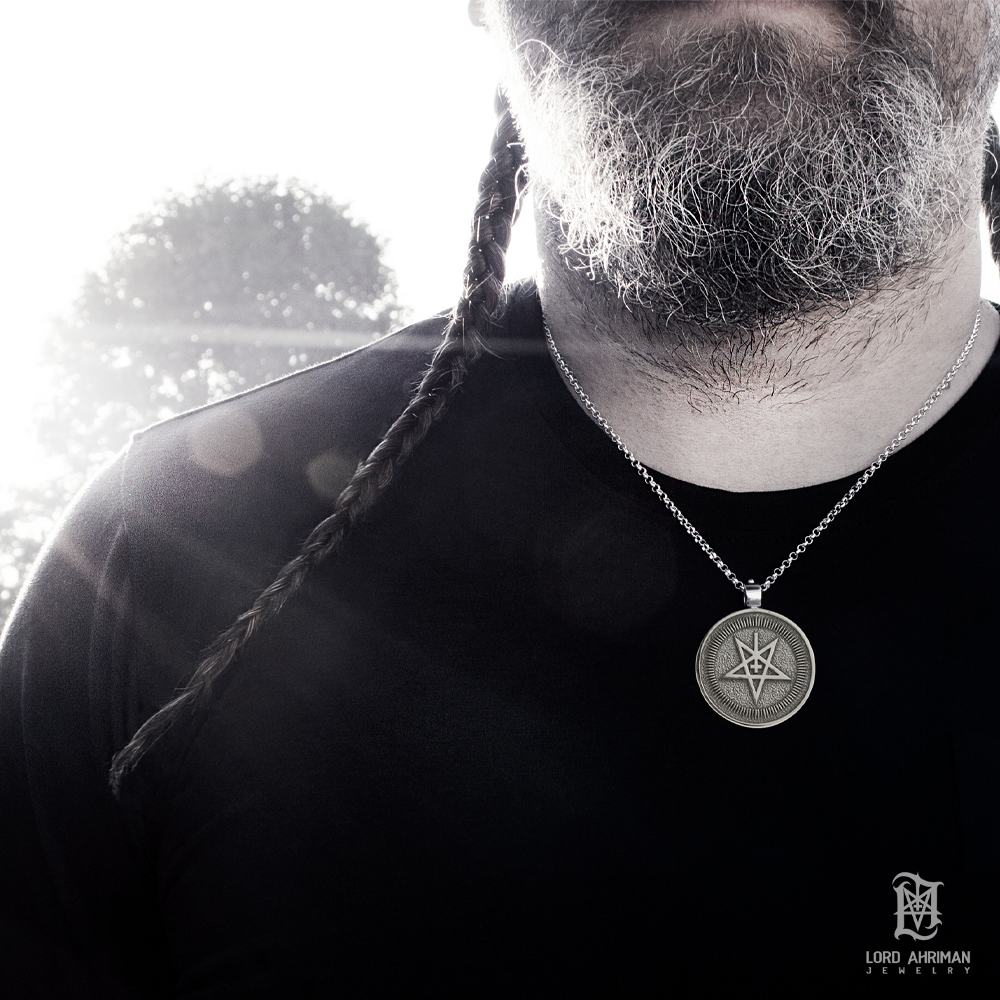 Lord Ahriman Lucifer's Stamp Anhänger 925 Silber + Kette 55 cm